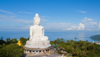 BIG BUDDHA - The Big Buddha is one of Phuket’s most famous landmarks. Standing 45 meters tall, this massive statue sits atop Nakkerd Hill